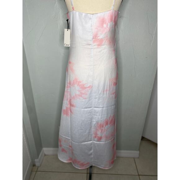 Dex Tie Dye Satin Slip Midi Dress Pink - Picture 6 of 8